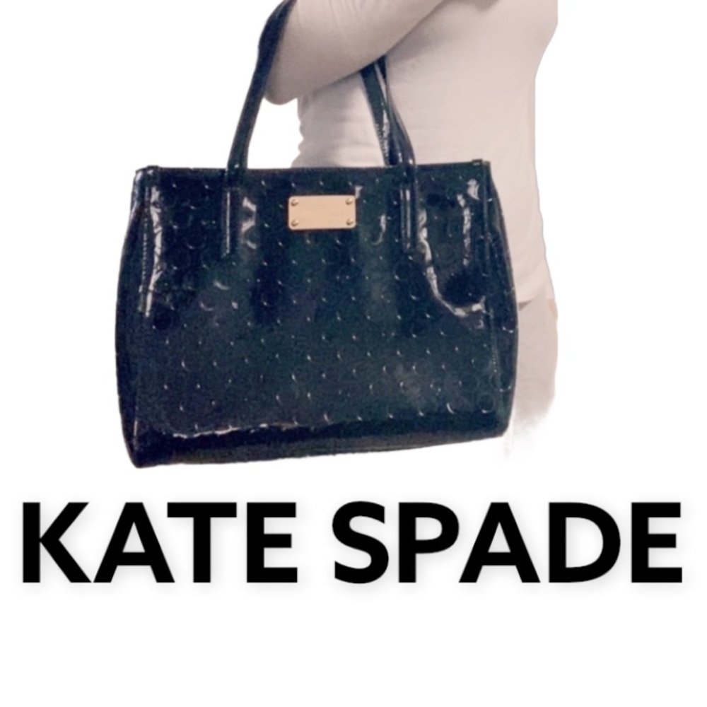 Auth Kate Spade ♠️ black patent tote bag purse